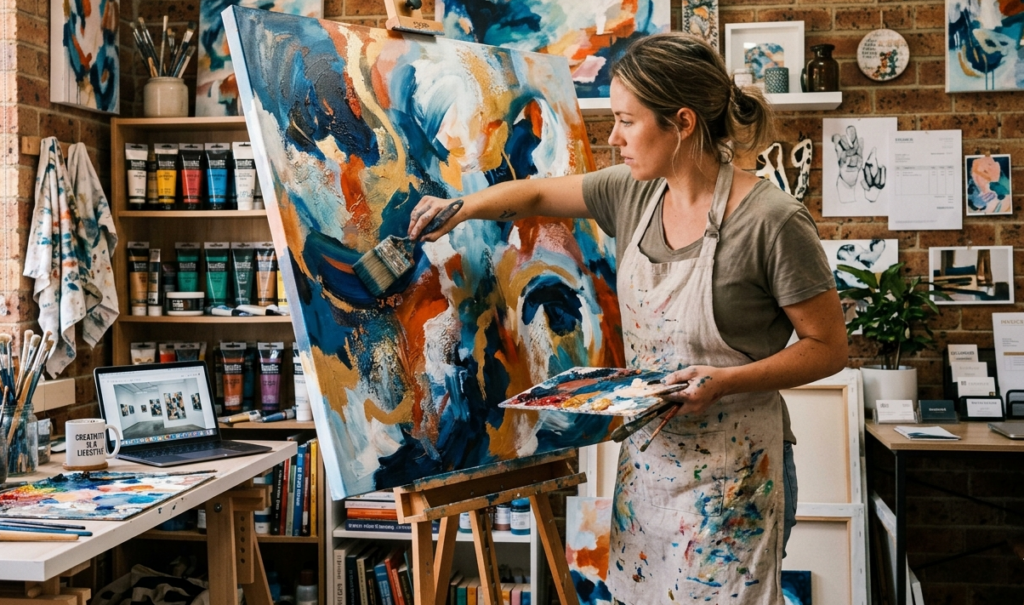 Visuel créé à l’aide d’une intelligence artificielle Se lancer dans l’art abstrait, reconversion ou hobby